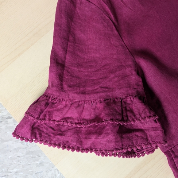 Chico's Magenta Pink Ruffle Sleeve Linen Roll Midi Dress - Picture 5 of 15